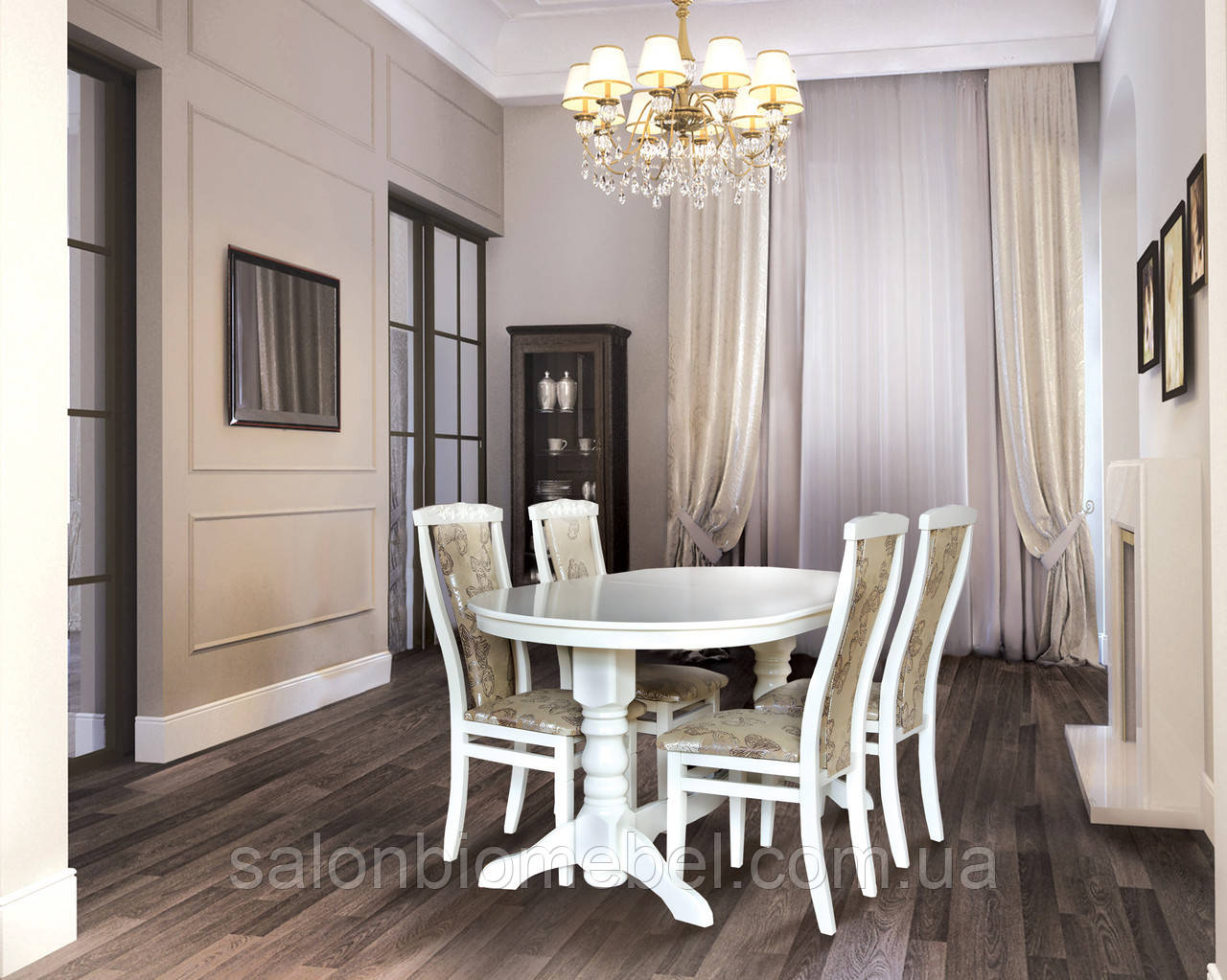 Стіл обідній дерев'яний Говерла-2 білий, фото 1