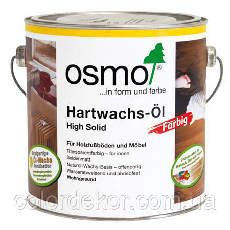 Цветное паркетное масло с твёрдым воском Osmo Hartwachs-Öl Farbig 3072 янтарь 2,5 л - фото 1 - id-p877270230