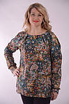 Ошатна яскрава блуза "Рози" весела комфортна кофточка на повну фігуру Бл 039-4 , фото 6