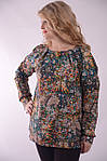 Ошатна яскрава блуза "Рози" весела комфортна кофточка на повну фігуру Бл 039-4 , фото 8