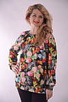 Ошатна яскрава блуза "Рози" весела комфортна кофточка на повну фігуру Бл 039-4 , фото 2