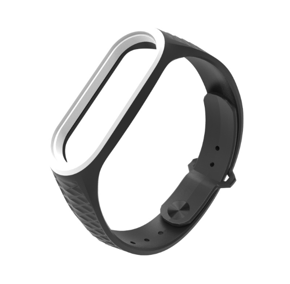 Ремінець Xiaomi Mi Band 4 / 3 MiJobs силіконовий рифлений Чорний / Білий 1907P