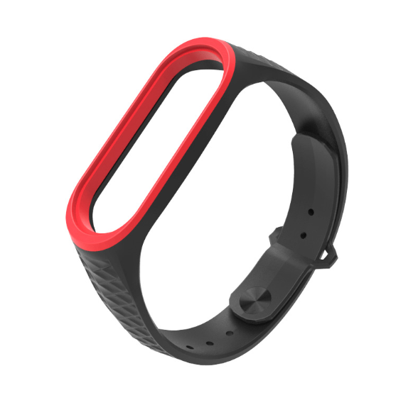 Ремінець Xiaomi Mi Band 4 / 3 MiJobs силіконовий рифлений Чорний / Червоний 1907P