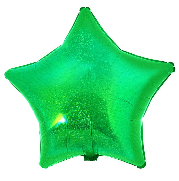 Куля фольгована "Зірка голограма".Квіт: Зелений Розмір: 45см. Пр-во: фосфор