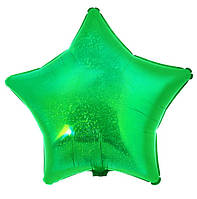 Шар фольгированный "Звезда голограмма".Цвет:Зелёный Размер: 45см. Пр-во:Китай