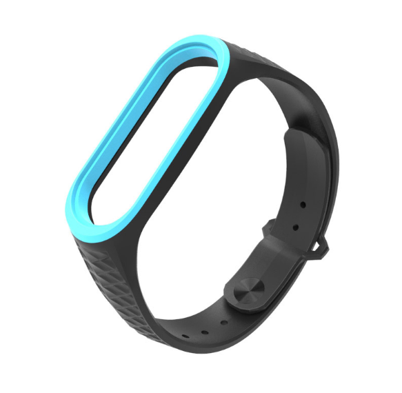 Ремінець Xiaomi Mi Band 4 / 3 MiJobs силіконовий рифлений Чорний / Блакитний 1907P