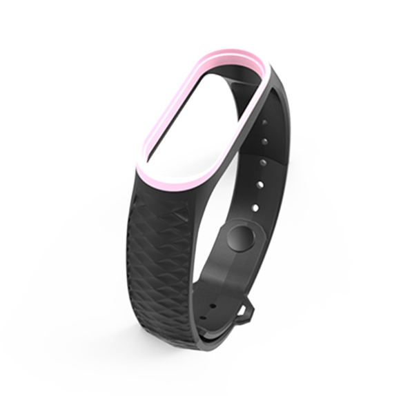 Ремінець Xiaomi Mi Band 4 / 3 MiJobs силіконовий рифлений Чорний / Рожевий 1907P