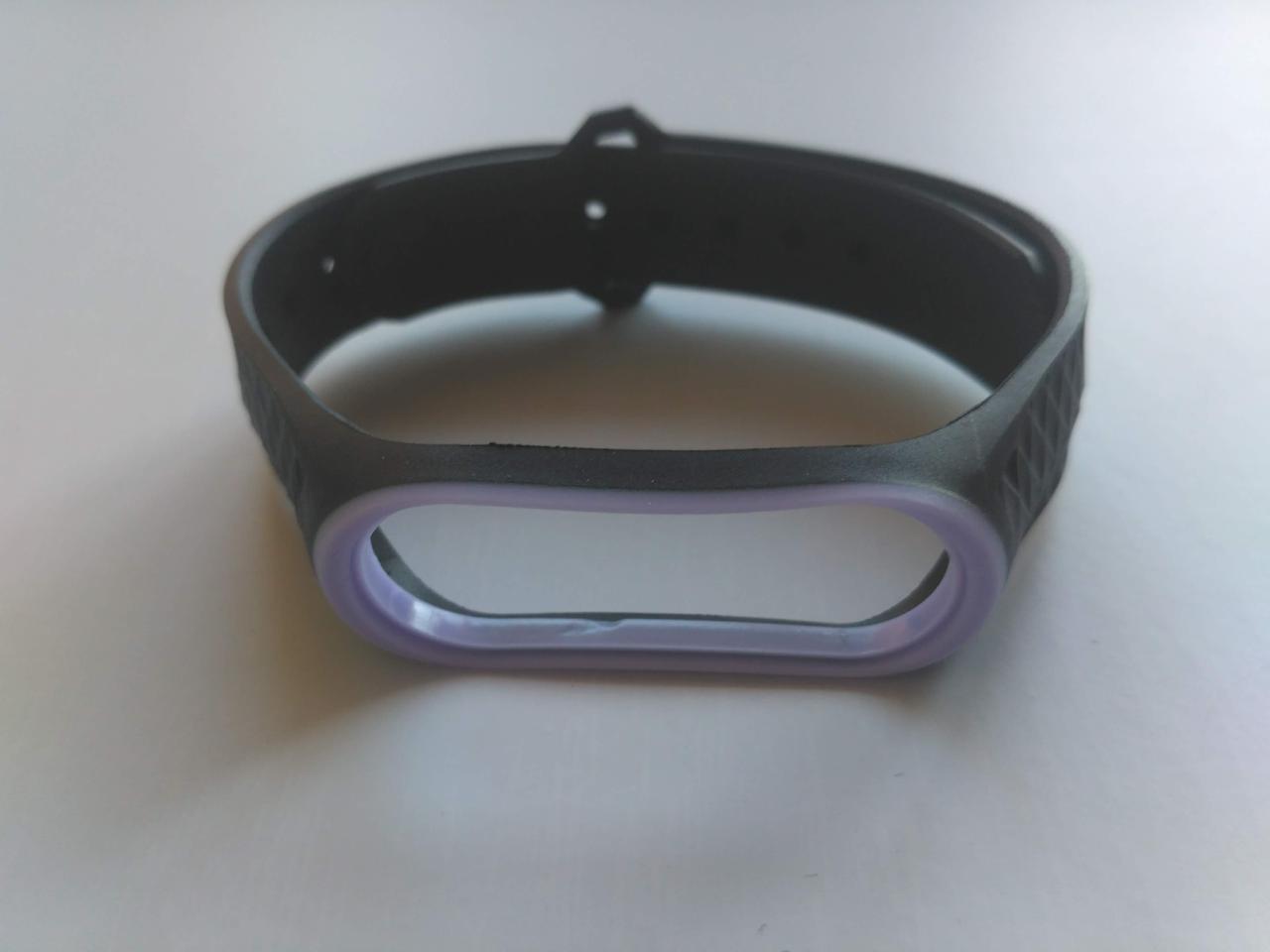 Ремінець Xiaomi Mi Band 4 / 3 MiJobs силіконовий рифлений Чорний / Фіолетовий 1907P