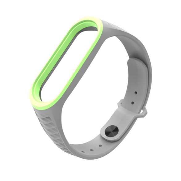 Ремінець Xiaomi Mi Band 4 / 3 MiJobs силіконовий рифлений Сірий / Зелений 1907P