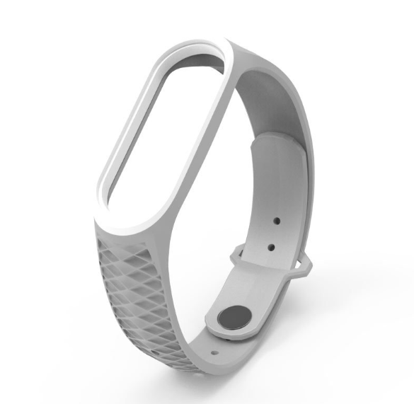 Ремінець Xiaomi Mi Band 4 / 3 MiJobs силіконовий рифлений Сірий / Білий 1907P, фото 1