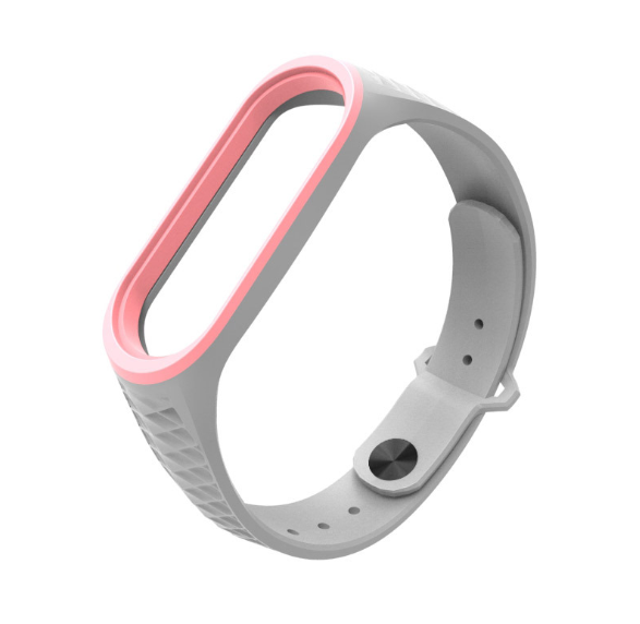 Ремінець Xiaomi Mi Band 4 / 3 MiJobs силіконовий рифлений Сірий / Рожевий 1907P