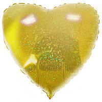 Куля фольгована "Серце голограма" Колір:Золото. Розмір: 18" (45 см).