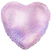 Куля фольгована "Серце голограма" Колір: Бузковий. Розмір: 18" (45 см).