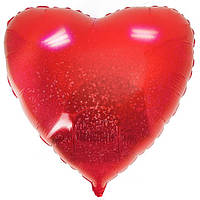 Куля фольгована "Серце голограма" Колір: Червоний. Розмір: 18" (45 см).