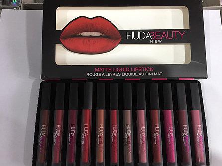 Набор жидких помад Huda Beauty new 12 штук,декоративная косметика худабьюти - фото 2 - id-p877403091