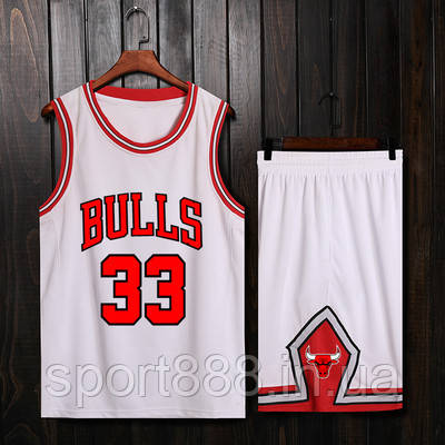 Біла баскетбольна форма Pippen No33 (майка + шорти) Chicago Bulls, фото 1