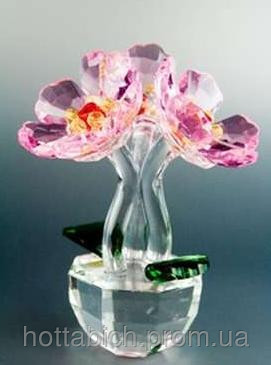 Хрустальный сувенир Три цветка в горшке - фото 1 - id-p79570063