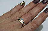 Срібне кільце "Корона" з фианитом і золотою вставкою, фото 3
