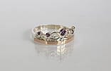 Срібне кільце "Корона" з фианитом і золотою вставкою, фото 6