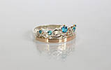 Срібне кільце "Корона" з фианитом і золотою вставкою, фото 7