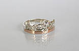 Срібне кільце "Корона" з фианитом і золотою вставкою, фото 10