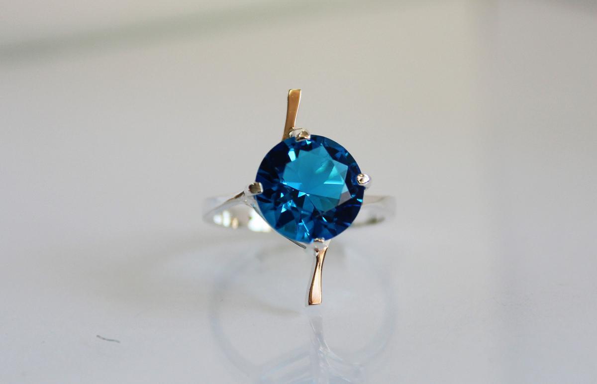 Срібне кільце з золотими вставками, фото 1