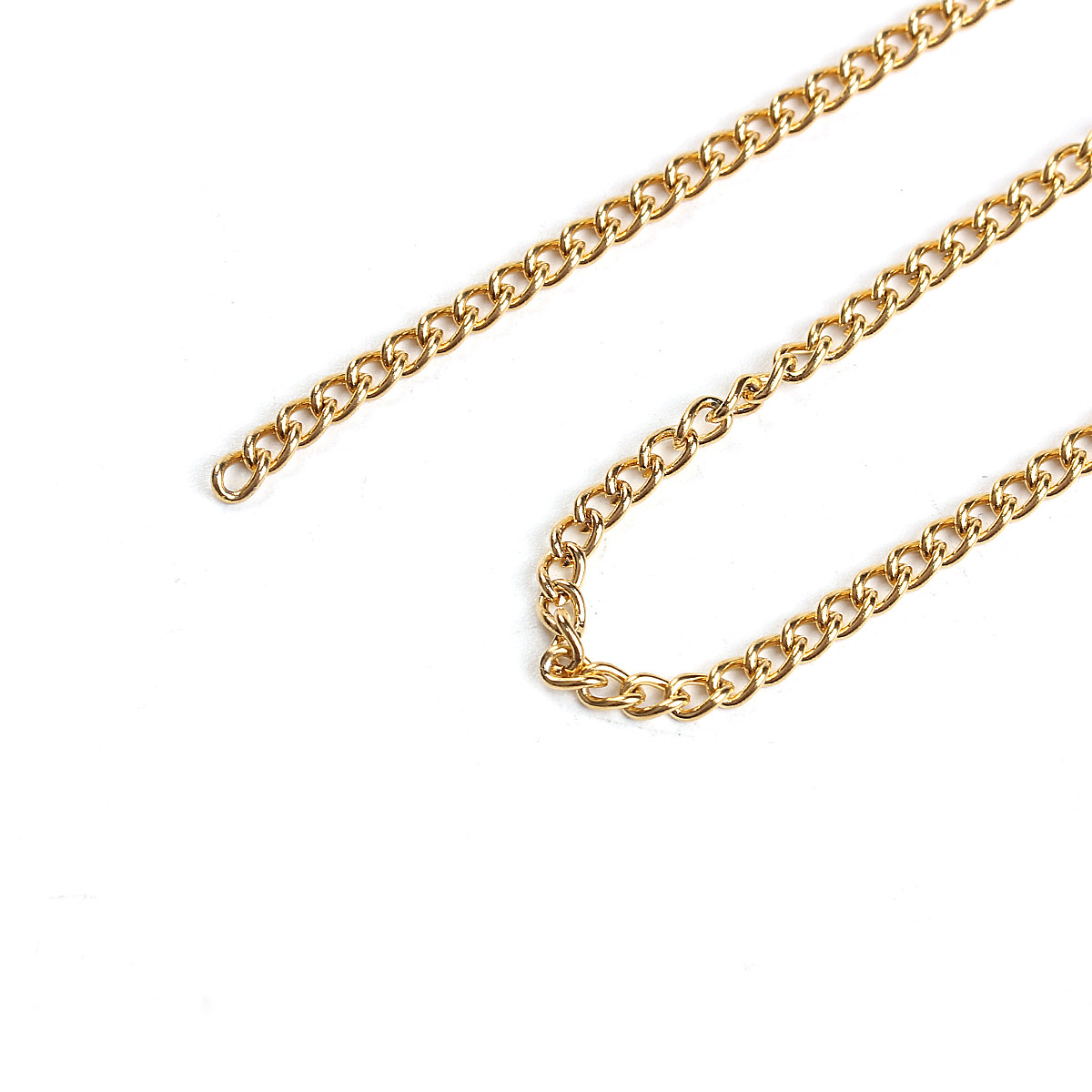 Ланцюжок Finding Плоске плетіння з нержавіючої сталі Золотистий Ланка 4 мм x 3 мм Ціна за 1 см