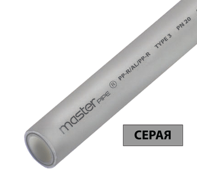 Поліпропіленова труба композит PPR-AL-PPR сіра TEBO technics
