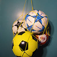 Сітки для перенесення м'ячів "ЕКОНОМ", на 5 м'ячів, шнур Д - 2,5 мм жовто-синя