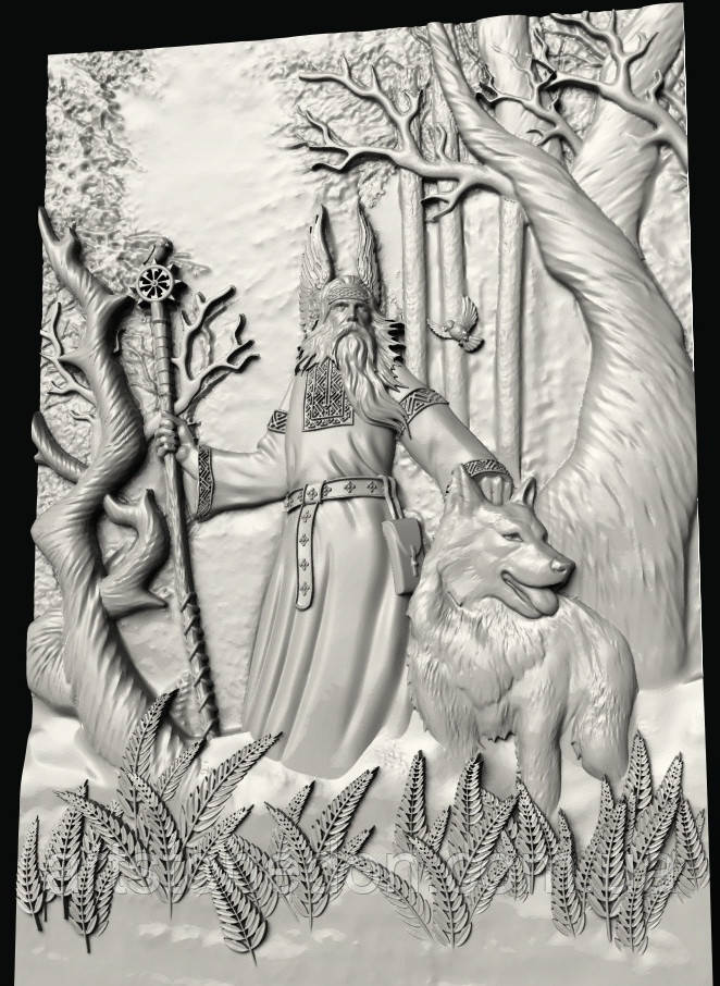 Панно картина різьблена Білобог — слов’янський Бог світла, фото 1