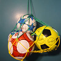 Сетка для переноски мячей "ЭЛИТ", на 5 мячей, шнур Д - 4,5 мм желто-зеленая