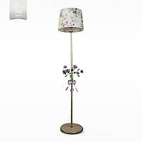 Торшер, підлоговий світильник з тканинним абажуром та трояндами в стилі прованс 6430-3 серії "Романтика"