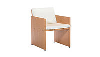 Кресло для кафе Немо без текстиля, каркас алюминий, иск. ротанг Темно-бежевый (Terico ТМ)