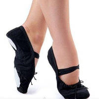 Балетки танцевальные 37(22,5см) с кожаным носком и кожаной подошвой Dance 011, черный