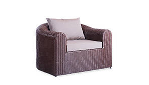 Кресло плетене Ампір без текстіля, каркас алюміній, позов. ротанг Коричневу (Terico ТМ)