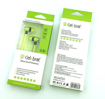 Гарнітура/Навушники з мікрофоном Celebrat S30 Stereo Sound Earphones Green