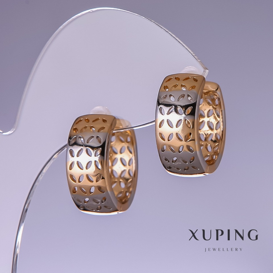 Сережки Xuping 19х8мм "позолота 18к, родій "