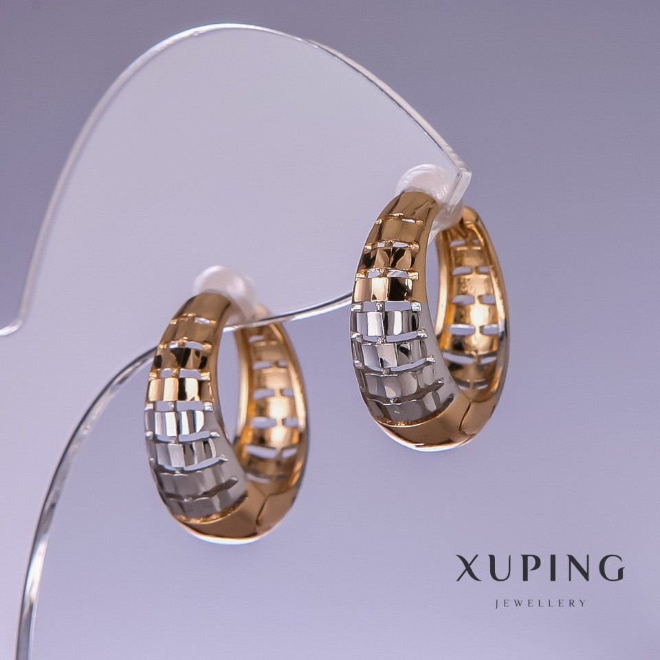 Сережки Xuping 19х8мм "позолота 18к, родій "