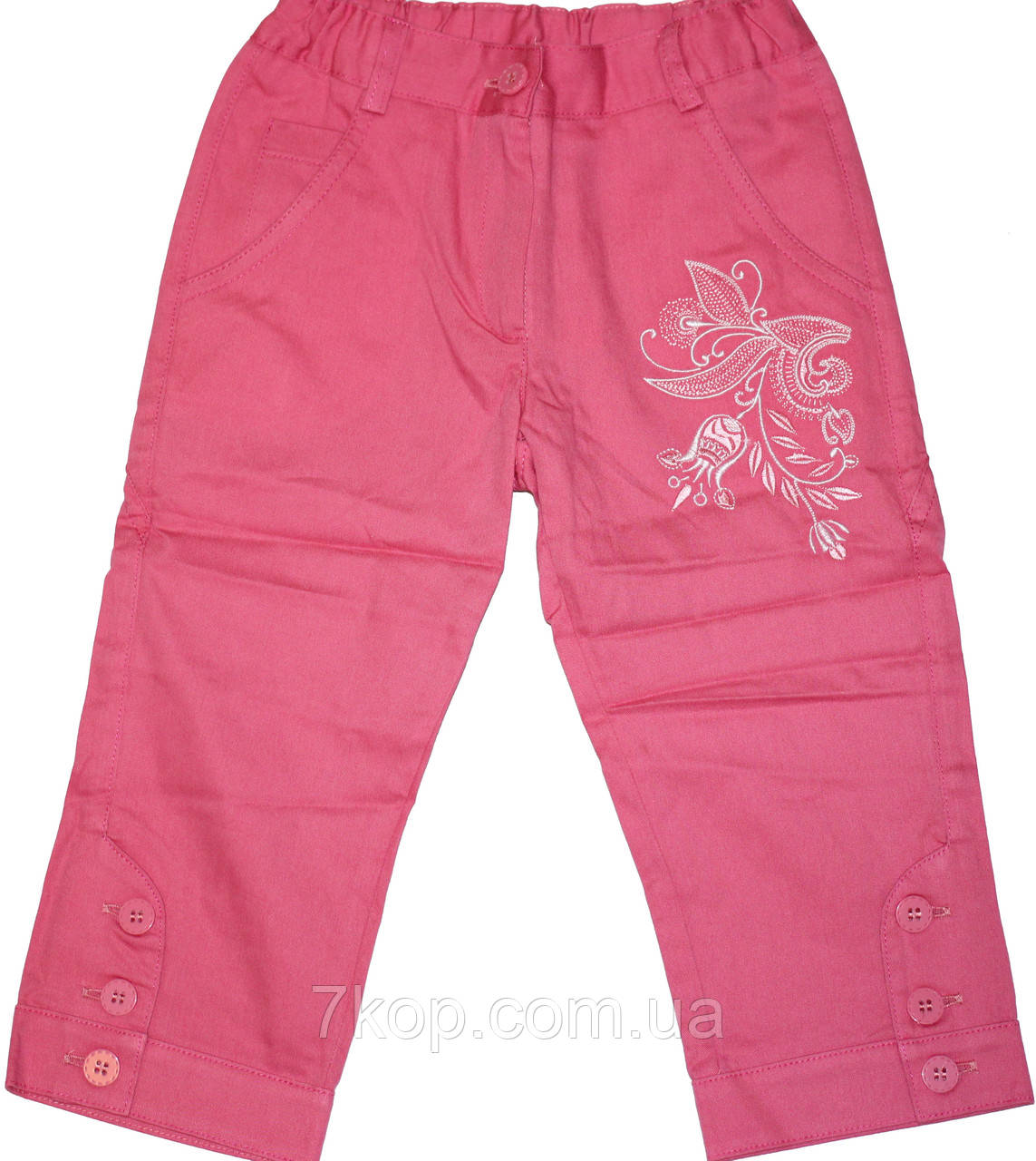 Штани-бриджі рожеві з вишивкою для дівчинки, ріст 122 см, 128 см, Бембі