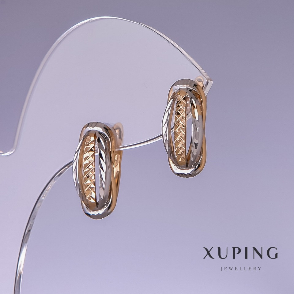 Сережки Xuping 17х7мм "позолота 18к, родій "