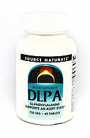 DLPA (фенілаланін) 750мг, Source Naturals, 60 таблеток