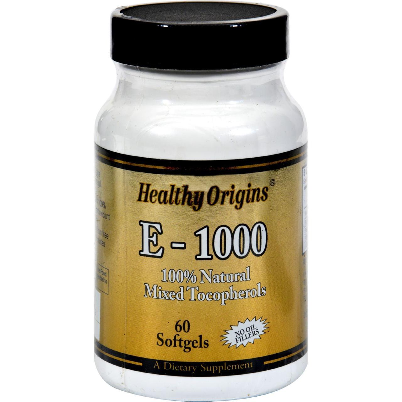 Вітамін Е 1000IU, Healthy Origins, 60 желатинових капсул