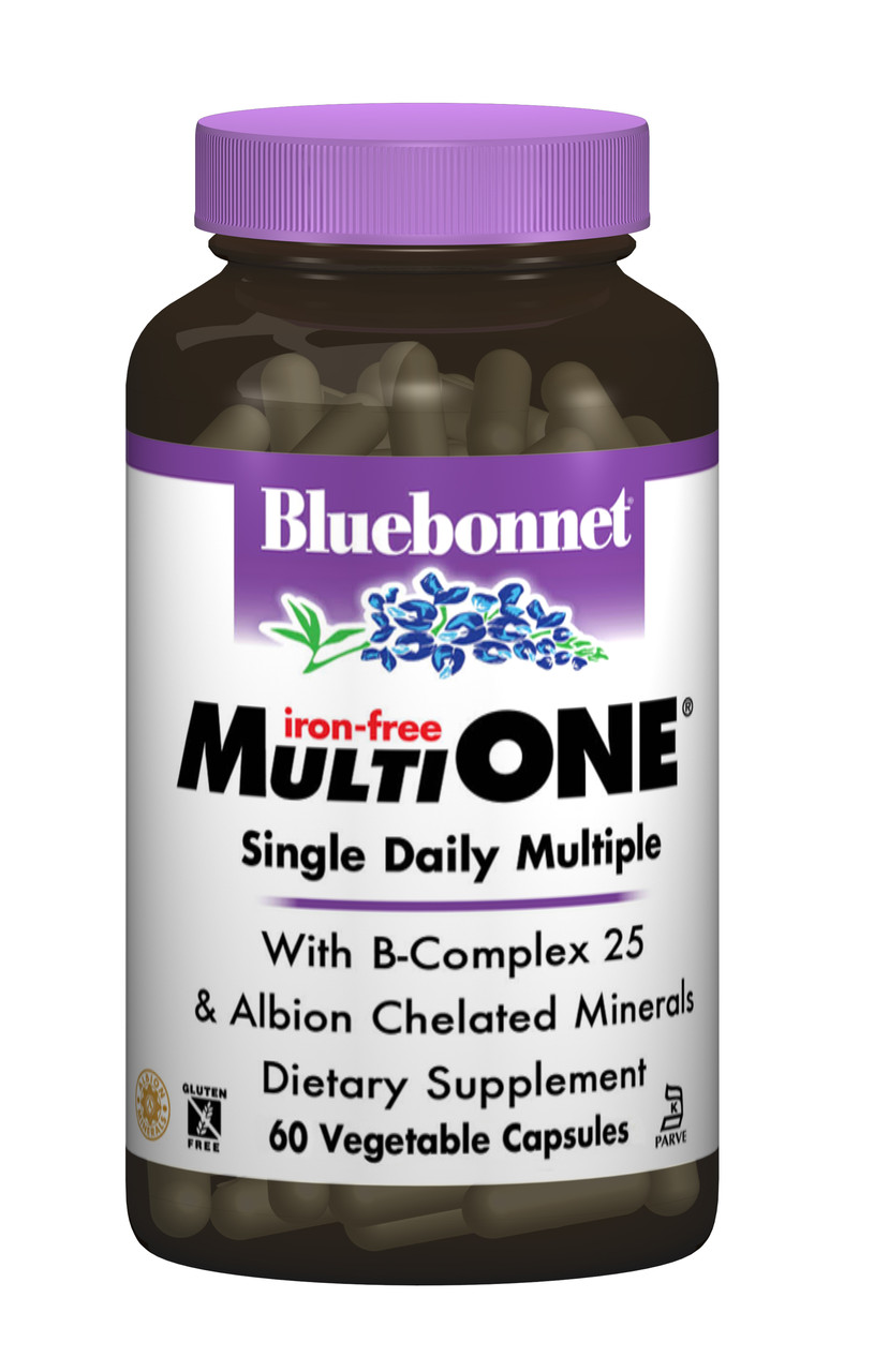 Мультивітаміни без заліза, MultiONE, Bluebonnet Nutrition, 60 гельових капсул