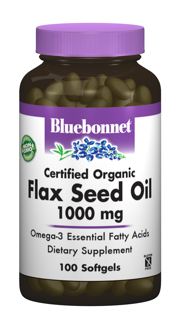 Органічне Лляне Масло 1000мг, Bluebonnet Nutrition, 100 желатинових капсул