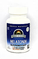 Мелатонін 1мг, Смак Апельсина, Sleep Science, Source Naturals, 100 таблеток для розсмоктування