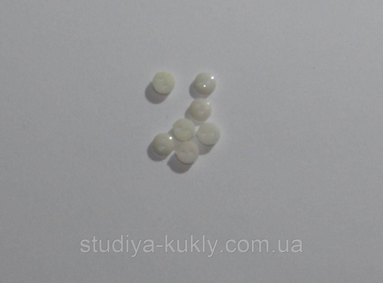 Гудзик для ляльок міні 6 мм. Відтінок білого. № 6.56, фото 1