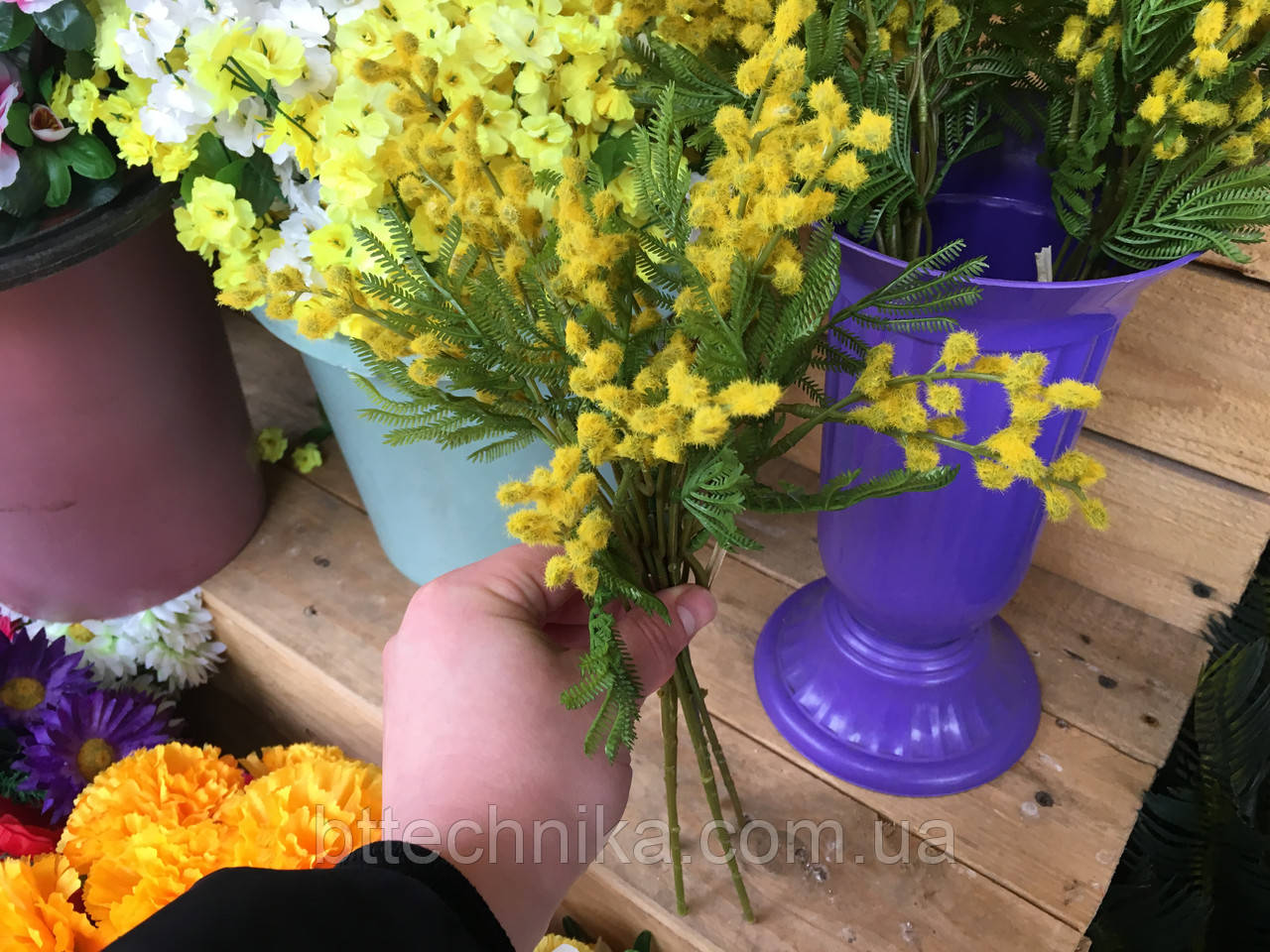Гілка кущ Мімози маленька штучна, 30 см, фото 1