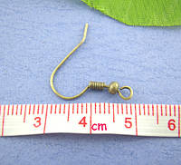 Основи для сережок Finding Швензи з кулькою та пружинкою Антична бронза 18 мм x 19 мм 0.6 мм Ціна за 1 штуку