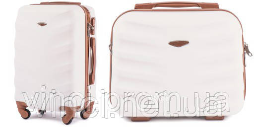 Чемодан дорожній середній + кейс саквояж Exlusive WINGS 402 Валіза сумка середня з кейсом 65х43х26см , білий, фото 1