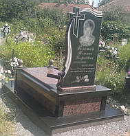 Памятник одинарний плита і хрест чорний граніт 94